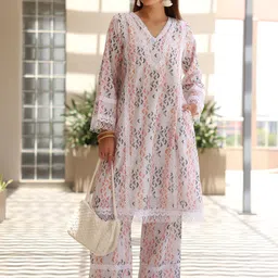 Libas Women Floral Printed Regular Chikankari Kurta with Palazzos-image-12