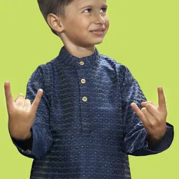 BAESD Boys Embroidered Regular Thread Work Kurta with Pyjamas image 5