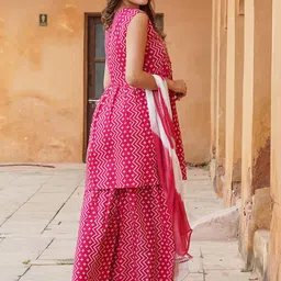 KALINI Ethnic Motifs Printed A-Line Kurta With Sharara & Dupatta image 4