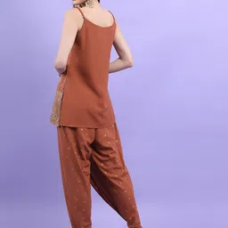 Vishudh Rust Ethnic Motifs Printed Regular Kurta with Dhoti Pants image 2