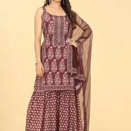 Riti Ethnic Motifs Printed Regular Kurta With Sharara & Dupatta image 2