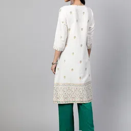 indo street Ethnic Motif Printed Thread Work Kurta With Palazzos image 4
