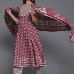 Libas Floral Printed Empire Gotta Patti Kurta with Palazzos & With Dupatta-11