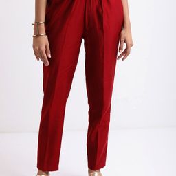 Vishudh Maroon Ethnic Motifs Printed Regular Kurta with Trousers & With Dupatta image 5