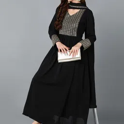 KALINI Yoke Design Empire Sequinned Kurta with Trousers & Dupatta image 3