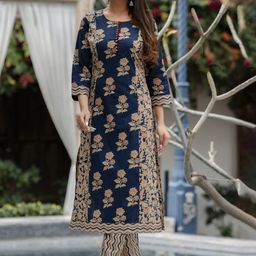 Rangeelo Floral Printed Regular Pure Cotton Kurta with Trousers & With Dupatta image 5