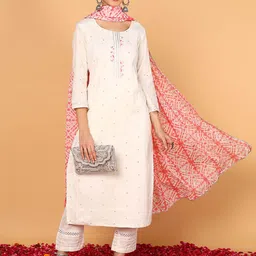 KALINI Women Floral Embroidered Regular Gotta Patti Kurta with Trousers & With Dupatta-26