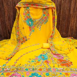 KALINI Ethnic Motifs Embroidered Silk Georgette Unstitched Dress Material-image-79