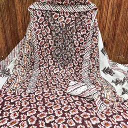 KALINI Ethnic Motifs Printed Sequinned Pure Cotton Unstitched Dress Material-image-73