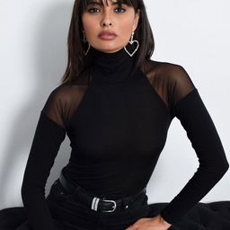 Cool & Sexy High Neck Long Sleeves Fitted Top-image-84