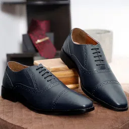 Louis Stitch Men Prussian Blue Premium Italian Leather Formal Oxford Shoes-picture-45