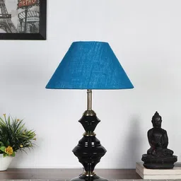 Devansh Turquoise Blue & Black Solid Table Lamp With Shade-21