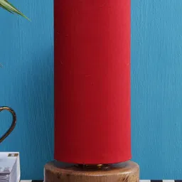 Devansh Red & Copper-Toned Solid Traditional Column Table Lamp with Shade-38