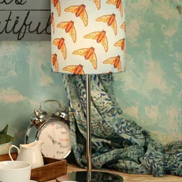 green girgit Off-White & Yellow Printed Buffet Lamp with Shade image 1