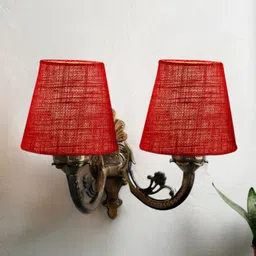 Devansh Maroon Textured Antique Wall Lamp With Jute Shade-image-63