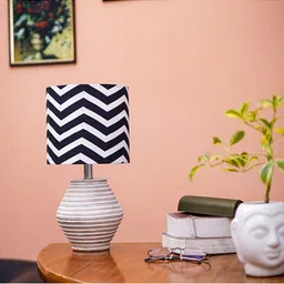 Pinecraft INTERNATIONAL Black & White Table Lamp with Shade-0