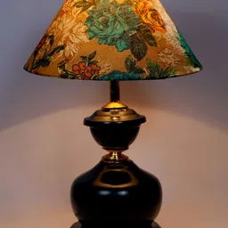 foziq Brown & Yellow Printed Table Lamps With Shade-25