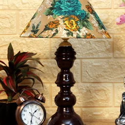 foziq Brown Solid Wooden Table Lamps With Shade-27
