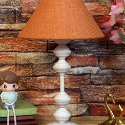 foziq White & Orange Textured Table Lamps-23
