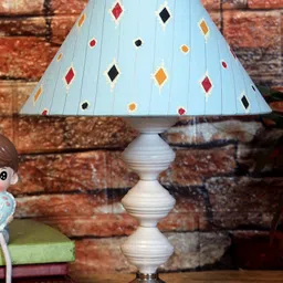 Foziq White & Blue Printed Table Lamp-21