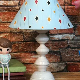foziq White & Blue Printed  Table Lamps-image-88
