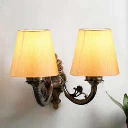 Devansh Off-White Dual Antique Wall Lamp With Cotton Shade-image-9