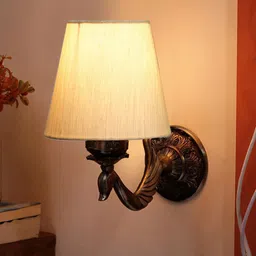 Devansh Off-White Antique Wall Lamp With Cotton Conical Shade-36