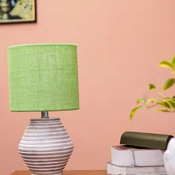 Pinecraft INTERNATIONAL White & Green Table Lamp with Shade-58