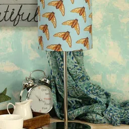green girgit Off-White & Yellow Printed Buffet Lamp with Shade image 2