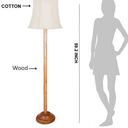 Devansh Brown & White Wooden Floor Lamp With Shade image 5