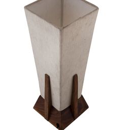 Homesake Brown & Off-White Solid Handcrafted Sheesham Wood Column Table Lamp image 4