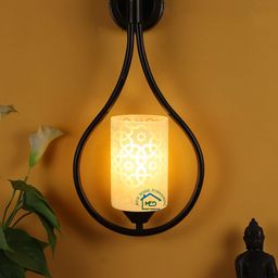 MFD HOME FURNISHING White & Black Printed Cylinder Shaped Wall Lamp-image-33
