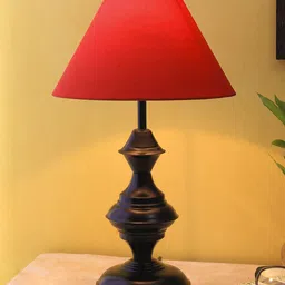 Devansh Red & Black Solid Mota Katori Table Lamp-14