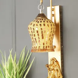 MFD HOME FURNISHING Gold-Toned Textured Wall Lamp-image-95