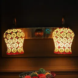 MFD HOME FURNISHING Multi-Coloured Floral Printed Bell-Shaped Wall Lamp-15