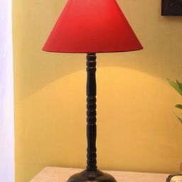 Devansh Red & Black Iron Traditional Table Lamp with Shade-2