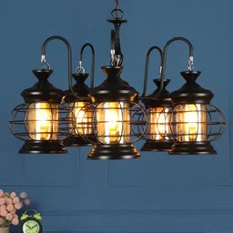 MFD HOME FURNISHING Black & Transparent Traditional Cluster Light-12