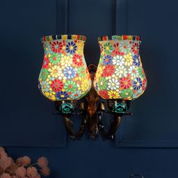 MFD HOME FURNISHING Multicoloured Floral Textured Wall Lamp-34