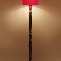 Devansh Red & Brown Fabric Traditional Floor Lamp with Cotton Drum Shade image 5