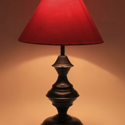Devansh Red & Black Solid Mota Katori Table Lamp image 3