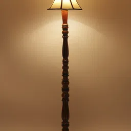 Devansh White & Brown Traditional Floor Lamp With Cotton Frustum Shade image 2