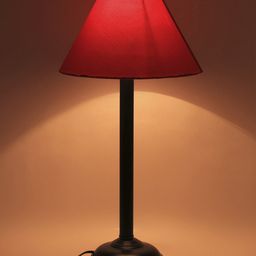 Devansh Red & Black Iron Traditional Bedside Standard Table Lamp with Shade image 5