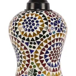 Devansh White & Multicoloured Printed Glass Contemporary Table Lamp with Shade image 2