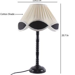 Devansh White & Navy Blue Iron Bedside Table Lamp with Shade image 3