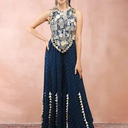 Payal Singhal Embroidered Sleeveless Choli With Sharara-image-40