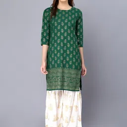 SURHI Women Green Floral Printed Kurta with Sharara-13