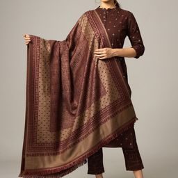 HANDICRAFT PALACE Women Brown & Maroon Abstract Woven-Design Shawl-picture-11