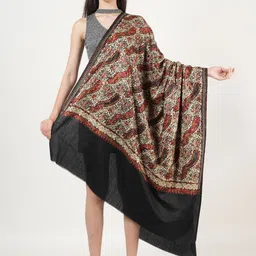 MUFFLY Ethnic Motifs Embroidered Jaal With Swarovski Crystal Pure Woollen Shawl-image-79