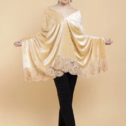 Moda Chales Geometric Embellished Beads and Stones Velvet Shawl-31