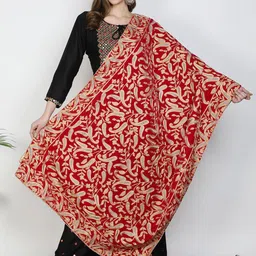 Moda Chales Women Magenta & Silver Paisley Embroidered Velvet Shawl-6